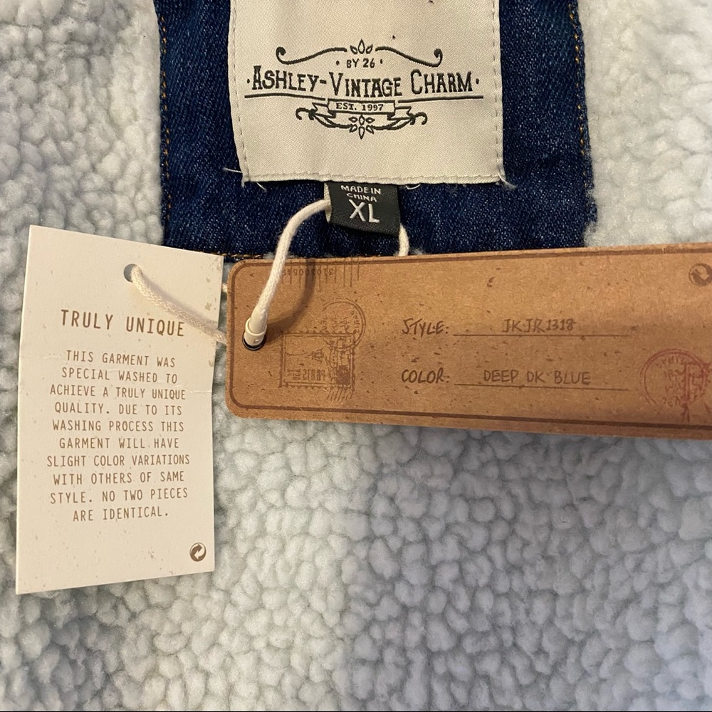 Trucker Jacket Blue Denim Sherpa Lined Women’s Size XL Ashley Vintage Charm - Picture 9 of 11